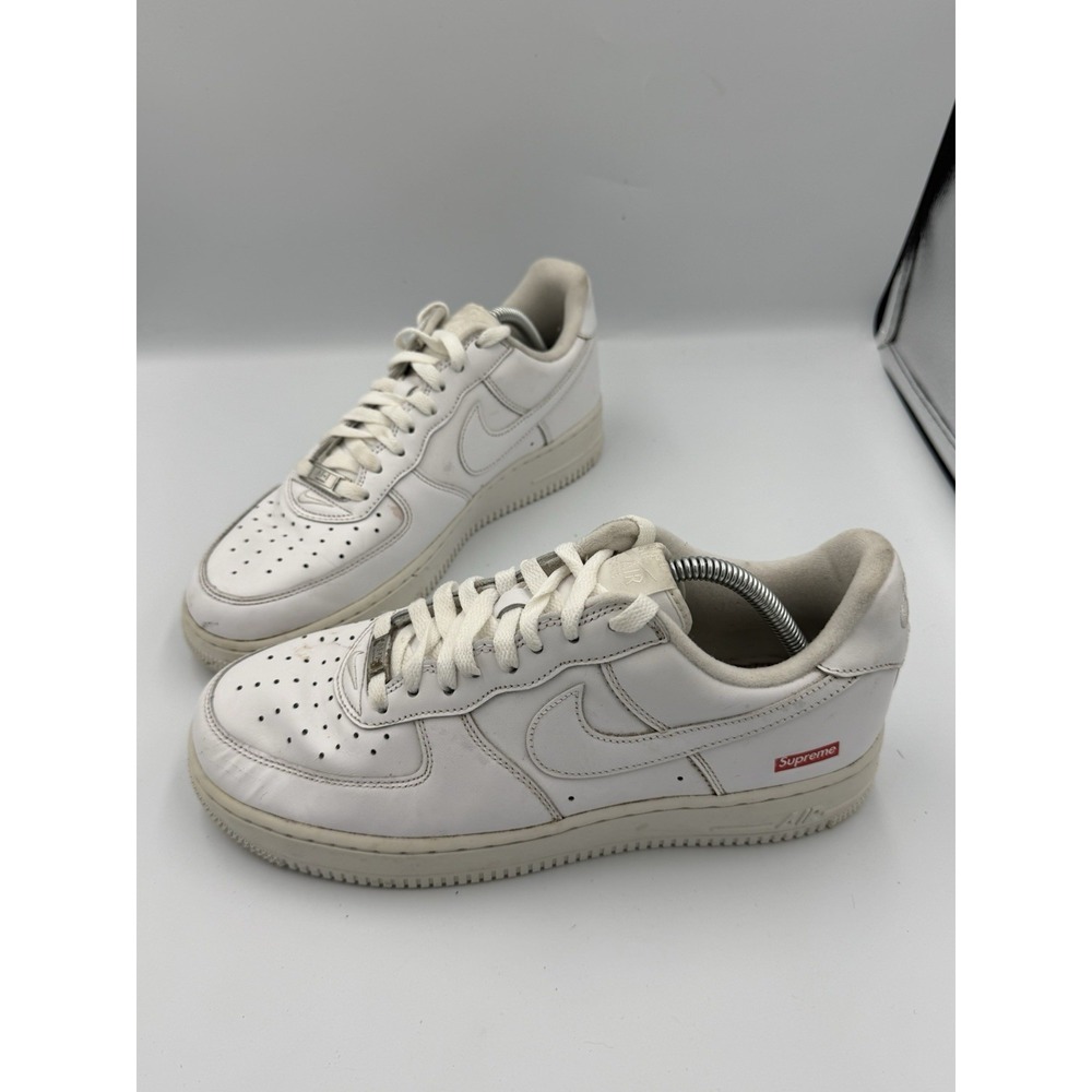 Nike Air Force 1 x Supreme Sneaker Shoes Men's 9 Logo White Leather CU9225-100